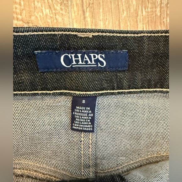 Chaps Denim Jean Skirt Women's Black Cotton Blend Button Down 2 Pocket Sz 8 - Picture 3 of 7